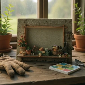 Garden Shed Resin Frame For 4x6 Photo-3D Gardening Gloves Flower Picture - Picture 1 of 9