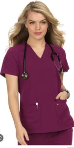 Koi Next Gen Hustle & Heart Women 4XL Wine Stretch Scrub Top & Jogger Pants Set - Picture 1 of 12