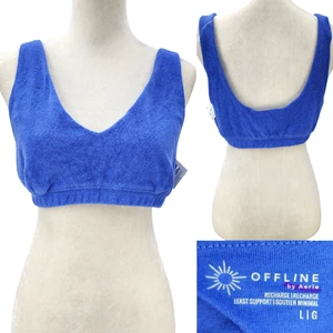 New Offline By Aerie Recharge Womens Large Blue Terry Cloth Material Comfort Bra - Picture 1 of 13