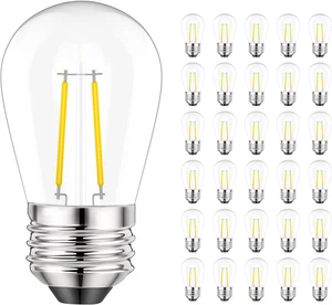 30 Pack S14 Replacement Bulb for Outdoor String Light, Dimmable 2W Led Plastic,V - Picture 1 of 12