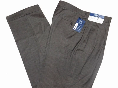 RALPH LAUREN Comfort Flex Pants Stretch Pleat Comfort Waist Brown Herringbone - Image 1 of 4