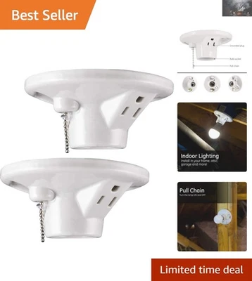 Элегантный фарфоровый фонарик упаковка 2 шт. с розеткой и выдвижной цепью для использования в помещении - Изображение 1 из 4