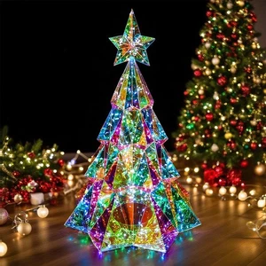 RGB Holographic Christmas Tree Figure with 9 Foot Cord for Outdoor Indoor Use - Picture 1 of 5