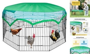 8 Panel Foldable Outdoor Backyard Metal Coop Chicken Cage Enclosure Duck - Picture 1 of 7