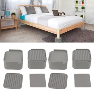4pcs Furniture Riser 2in Grey Rubber Squared Bed Sofa Washing Machine Foot TS - Picture 1 of 22