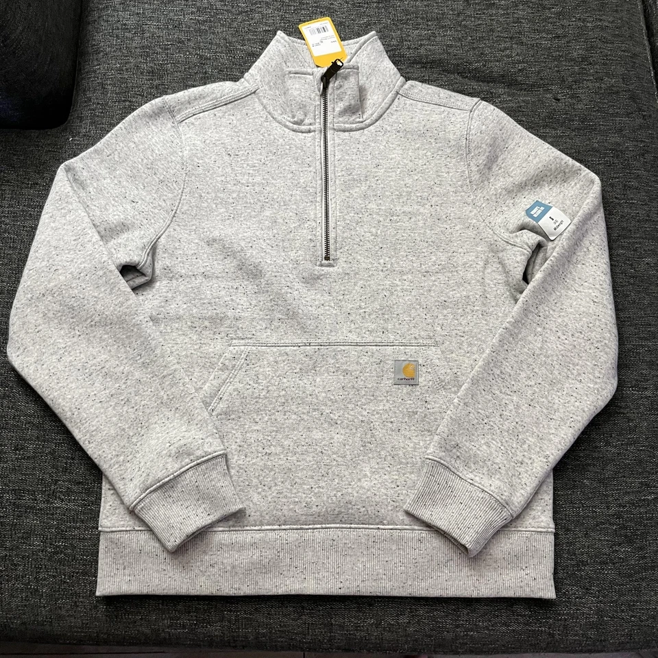 Carhartt Sweatshirt Womens Medium Gray Relaxed Fit Half Zip Midweight TS5657-W