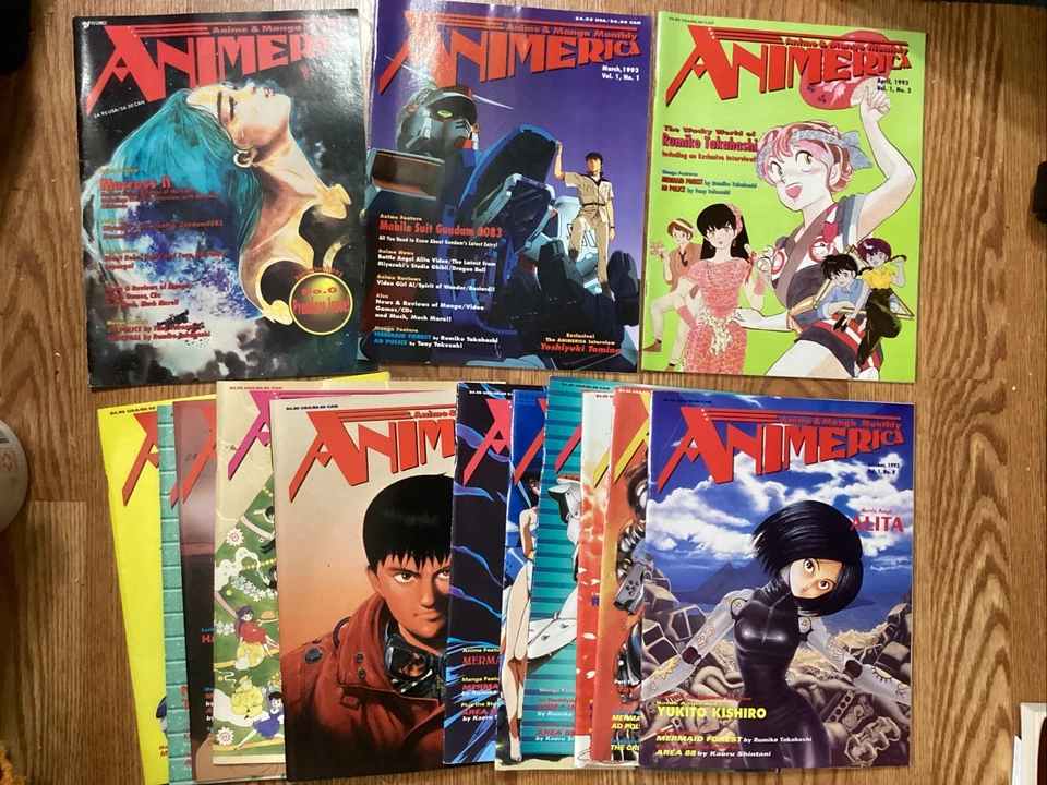 Animerica Lot x14 w/Complete Set Vol 1 Anime Vtg 1992 Akira Gundam Miyazaki - Image 1 of 4