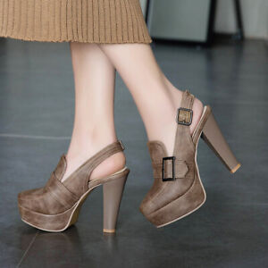Plus Size Women's High Heels Slingback High Heels Vintage Platform Sandals