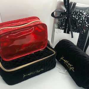 Kendall Kylie Cosmetics Makeup Bag Travel Case Pouch Organizer Red Black Silver - Picture 1 of 41