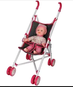 Baby Doll With Stroller Set Pink With Gray No Box New Free Post  Doll & Pram  - Picture 1 of 5