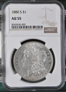 1880-S Morgan Dollar NGC Certified AU55 - Picture 1 of 2