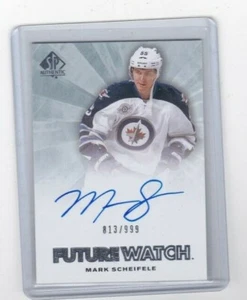 2011 2011-12 SP AUTHENTIC MARK SCHEIFELE FUTURE WATCH RC AUTO 813/999 228 JETS - Picture 1 of 2