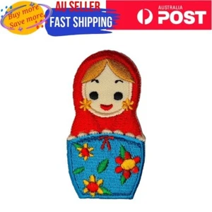 Matryoshka Doll with Flowers Iron on Patch Russian Babushka 6.2×3.3×0.1cm(1.5g) - Picture 1 of 2