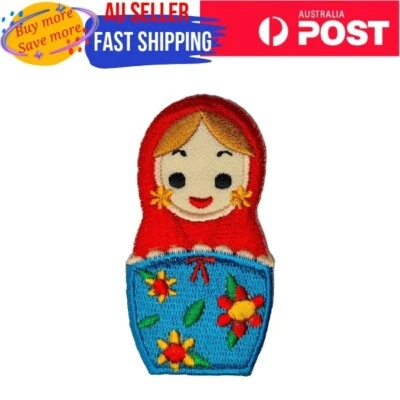 Matryoshka Doll with Flowers Iron on Patch Russian Babushka 6.2×3.3×0.1cm(1.5g) - Image 1 of 2