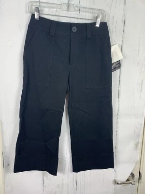 Pantalones capri de punto elástico con puños elásticos negros talla 6 WOMYN nuevos con etiquetas Foto 1 de 4