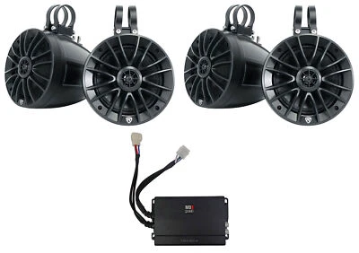 (4) Rockville UT65B UTV/ATV 6.5" Rollbar Wakeboard Speakers + MB Quart Amplifier - Image 1 of 4