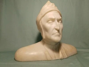Busto de mármol escultura Dante Alighieri, firmado E. Ghilli, Milán Italia. - Imagen 1 de 12