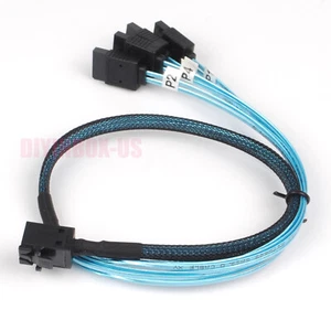 New Mini SAS SFF-8643 to 4 SATA 7pin hard disk 6Gbps data Server Raid Cable - Picture 1 of 5