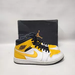 Scarpe sneaker Air Jordan 1 Mid uomo 11 università oro giallo bianco 554724-170 - Foto 1 di 12