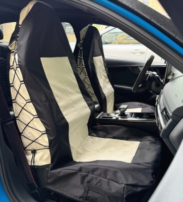 Fundas de asiento delanteras tácticas de lona beige negro beige para KIA RIO 5 2007-2009 Foto 1 de 4