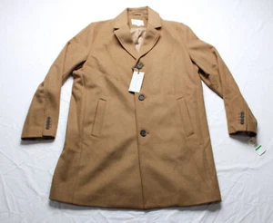 Cole Haan Men's Melton Classic-Fit Wool Blend Topcoat CD4 Camel Large NWT - Picture 1 of 7