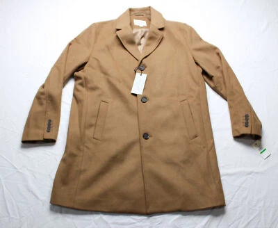 Cole Haan Men's Melton Classic-Fit Wool Blend Topcoat CD4 Camel Large NWT - Image 1 of 4