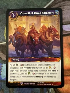 Juego de cartas coleccionables World of Warcraft Twilight 103/220 Consejo de tres martillos - Imagen 1 de 2