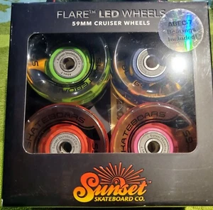 Sunset Skateboard Co. Flare LED Light Up 59mm Wheels 2 Trucks, Screws, Nut, Pads - Picture 1 of 12