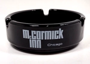 Vintage Black Amethyst Glass Ashtray McCormick Inn Hotel Place Chicago Illinois - Picture 1 of 9