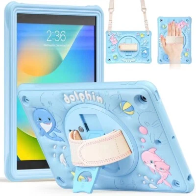 Blue dolphin iPop Case Silicone Stand Cover for iPad 9.7 10.9 Pro 11 10.2 10.5 - Image 1 of 2
