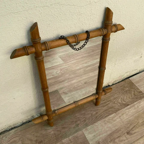 Vintage French wood FAUX BAMBOO WALL-HANGING MIRROR 24072117 Cover