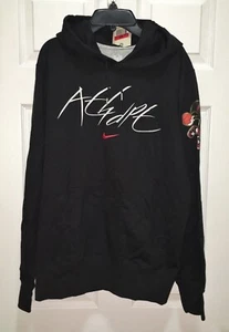 NIKE Athletic Dept Flight Black Graphic Cotton Pullover Hoodie NEW Mens Sz L - Picture 1 of 4