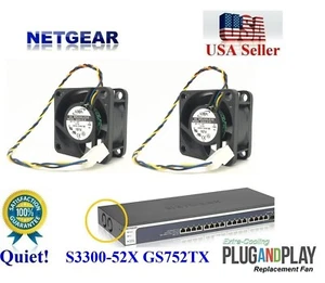 Set of 2x Quiet Replacement Fans for NETGEAR ProSAFE S3300-52X GS752TX - Picture 1 of 4