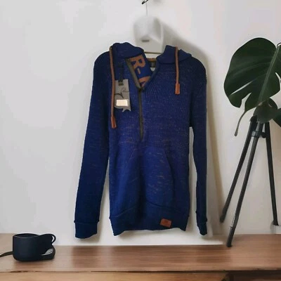 Rusty Neal Kapuzenpullover Strick Gr. L Blau-braun Neu! - Bild 1 von 4
