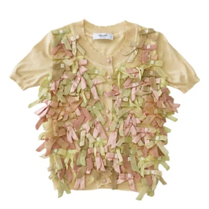 BLUGIRL cardigan silk cotton Short sleeve bow used - Picture 1 of 6