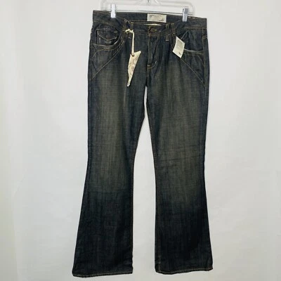 Jeans Duarte Mujer 31 Negro Denim Bota Pierna Trasera Bolsillo Solapas Y2K Foto 1 de 4