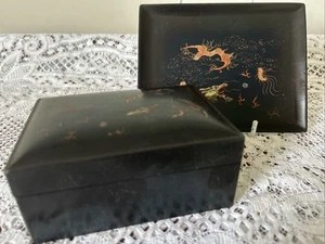 Chinese Lacquered Desk Box And Tray - Dragon Decoration - Picture 1 of 9