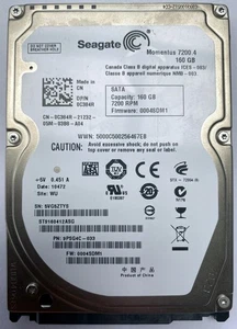 160GB Seagate Momentus ST9160412ASG  2.5" SATA 7200RPM Laptop HDD Tested - Picture 1 of 2