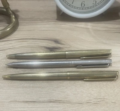 复古 批量 3 支圆珠笔 | Lalex Grossra 银色 0.925 & Aurora 镀金 — 第 1/4 张图片