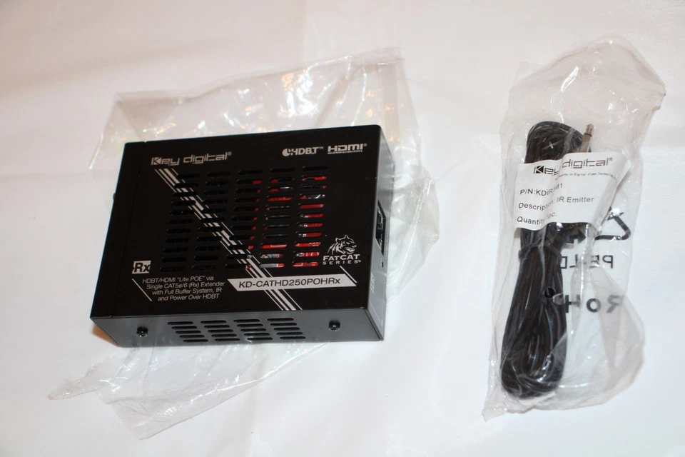 Key Digital KD-CATHD250POHRx HDMI Receiver CAT5e/6 w/ iR Emitter KDIR3MI "NEW" - Image 1 of 4