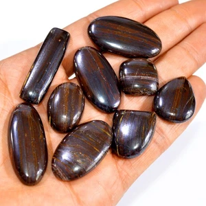 9 Pcs 312 Cts Natural Iron Tiger Eye Cabochon Gemstone Lot 36x15 18x15mm #3220 - Picture 1 of 4