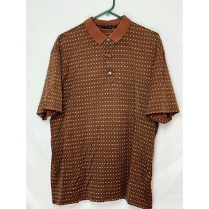 Camisa polo de golf Bobby Jones para hombre L marrón/naranja argyle 3 botones manga corta - Imagen 1 de 7