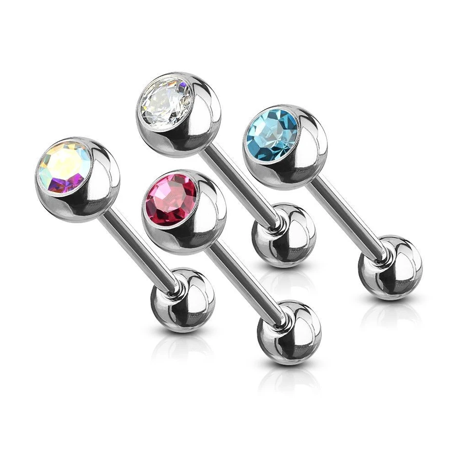 Lot Of 4 Rhinestone Ball Tongue Piercings — 第 1/1 张图片