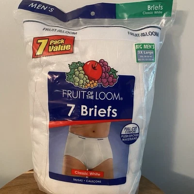 Vintage Men’s Fruit of the Loom Size 3XL 50-52 White Classic Full Cut Briefs NEW - Image 1 of 4