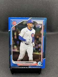 Refractor Bowman Chrome Alexander Canario 2024 color azul combinación RC/150 Cubs - Imagen 1 de 2