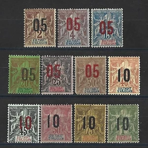 Sultanate of Anjouan  1912. Complete Set 11 stamps * new.       (9230) - Picture 1 of 2