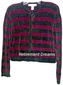 Jones New York Size M Womens Cardigan Sweater Striped Button-Front - Picture 1 of 7
