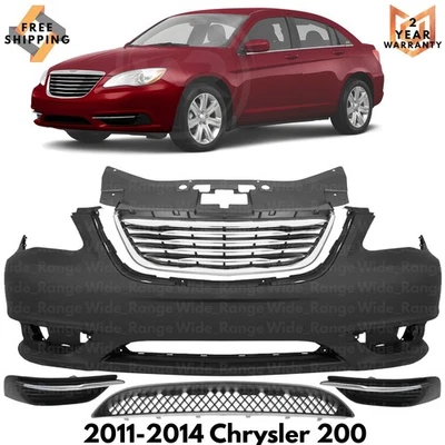 Front Bumper Cover Paintable & Grille Assembly Kit For 2011-2014 Chrysler 200 Foto 1 de 4