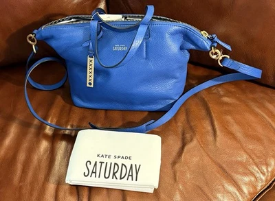 NUEVO KATE SPADE SATURDAY Azul Bandolera Cartera Cuero Guijarro Polvo-CVR NUEVO CON ETIQUETAS Foto 1 de 4