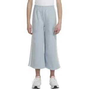 Adidas Pants Girls Large Wonder Blue 3-Stripe Wide Leg Fleece - Picture 1 of 7